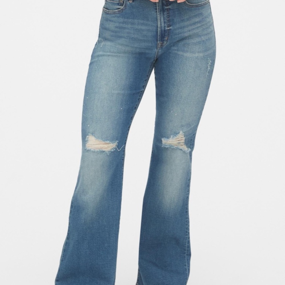 Gap high rise distressed flare jeans